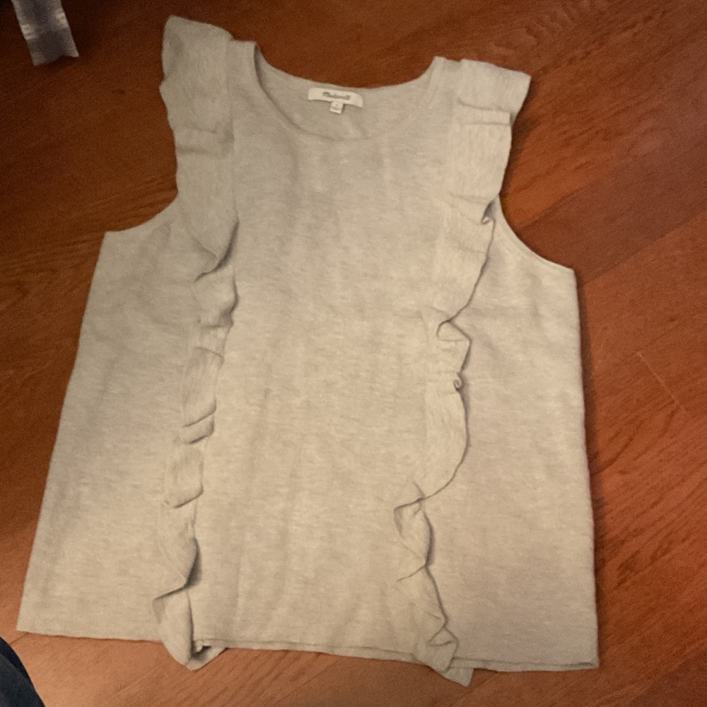 Madewell Light Gray Ruffle Tank Top